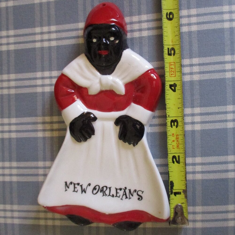 Black Americana Lady Baker ceramic Spoon Rest. She can hang on wall also.